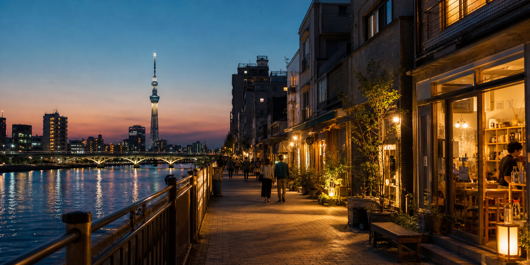 蔵前クラフト散歩2026｜文具・革小物・カフェ・隅田川を巡るの夜または締め方のイメージ