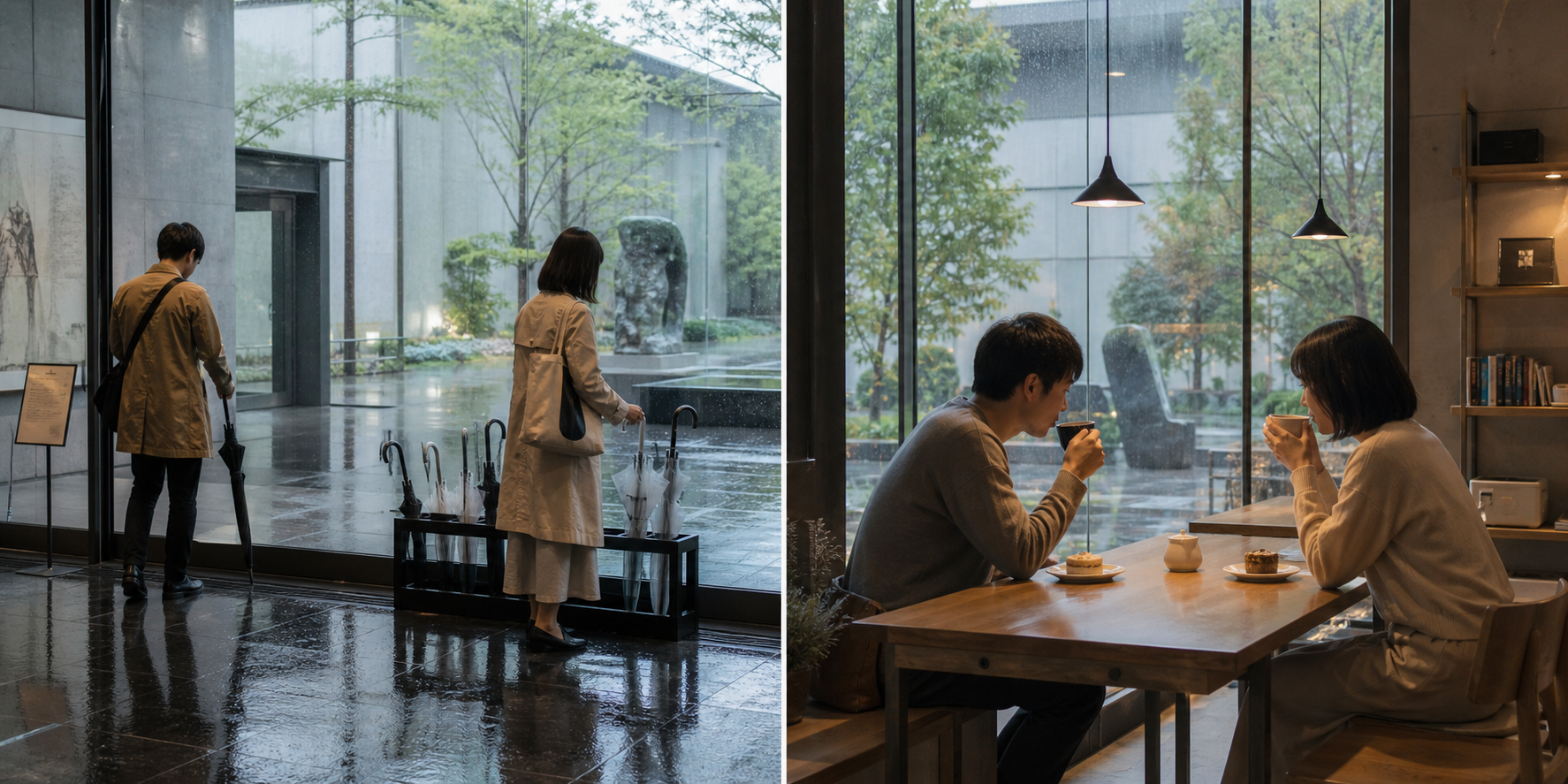 雨の日東京モデルコース2026｜濡れずに楽しむ美術館・地下街・夜ごはんの街歩きイメージ